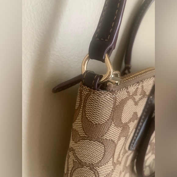 Coach Mini Kelsey Satchel In Signature Jacquard F27580 Brown tan crossbody - Picture 4 of 14